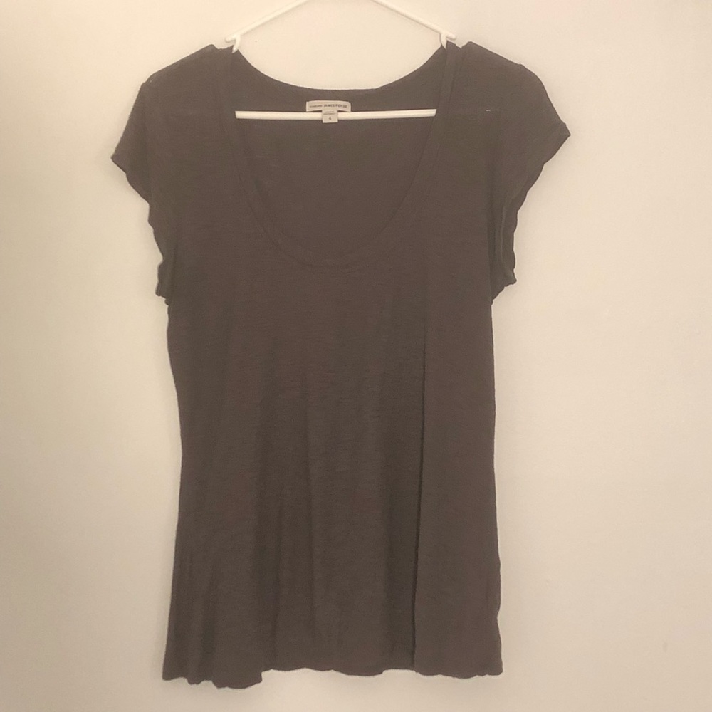 James Perse Super Soft Gray Scoop Neck Tee